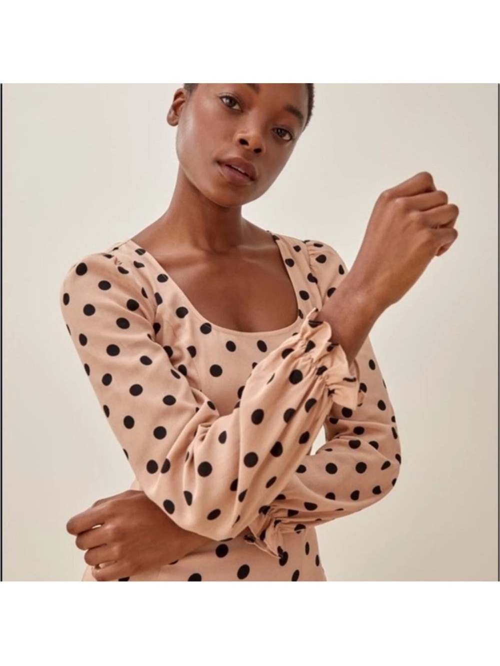 Reformation Blush Polka Dot Long Sleeve Scoop Top